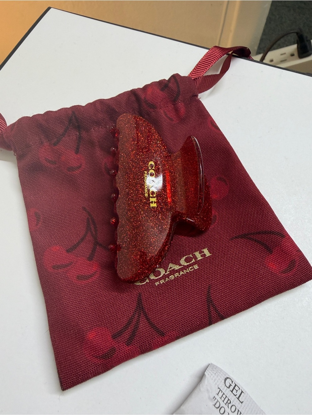 Coach Red Glitter Hair Claw/clip